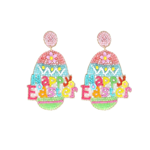 Handmade Woven Women Bead Rainbow Easter Egg Earrings Cute Colorful Seed Beaded Egg Pendant Stainless <b>Steel</b> <b>Jewelry</b> - Product Image 2