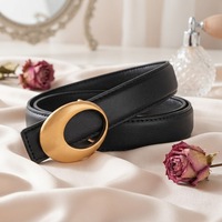 Ceinture pour femme en cuir de vachette pleine fleur Sundo avec boucles en acier inoxydable dorées en forme de C pour accessoires de mode