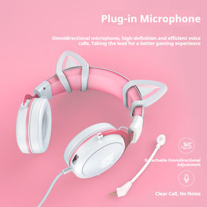 Casque de jeu filaire ONIKUMA X10 avec oreilles de chat, haut-parleur de 50 mm, micro détachable à réduction de bruit, son surround RGB, pour PC et sport - Product Image 2