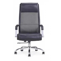 Chaise de bureau exécutive ergonomique en cuir avec base en aluminium réglable en hauteur