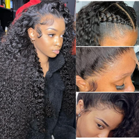 Peluca frontal de encaje HD sin pegamento de 34, 36, 40 pulgadas, 13x4, 13x6, con ondas profundas, cabello humano brasileño, pelucas de ondas de agua, frontal de encaje para mujer