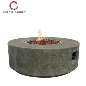 Modern round fire pit bowl concrete gas fireplace for outdoor use