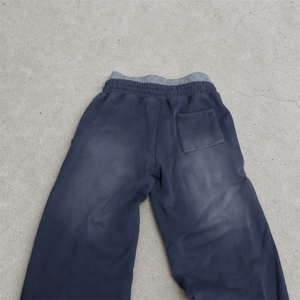 Pantalon de survêtement en coton molletonné double taille uni pour homme, style hip-hop, coupe large et ample, streetwear, avec cordon de serrage - Product Image 2