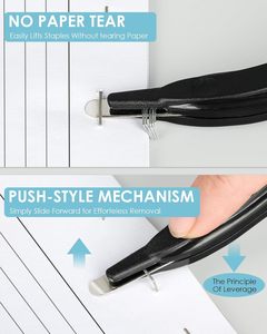 <strong>Foska</strong> Black Metal Letter Opener Curved Pen-Shaped Design No Paper Tear Handheld <strong>Staple</strong> Puller Stick for Office Home &amp; School - Product Image 3