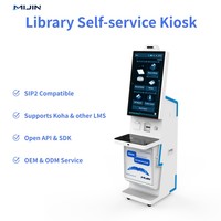 Kiosco Inteligente de Autoservicio para Préstamo y Devolución de Libros con Lector RFID, Windows 10, Plateado, Compatible con SIP2, NCIP, SDK, API, OEM y ODM