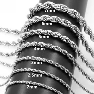 Großhandel Anpassung Hot Sale Männer Halskette Twisted Rope <span class=keywords><strong>Chain</strong></span> 18 Karat vergoldet Silber kette Farbe Charm Halskette - Product Image 3