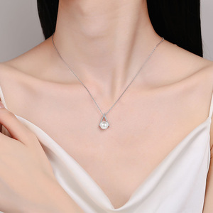 Collar de Plata de Ley 925 con Moissanita y Perla, Colgante en Forma de <span class=keywords><strong>V</strong></span> Invertida con Pavé, <span class=keywords><strong>Cadena</strong></span> para Clavícula, Regalo para Mujer, Joyería de Alta Gama - Product Image 4