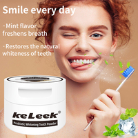 Poudre dentifrice blanchissante probiotique Keleek au ginseng Panax et hydroxyapatite, saveur menthe, sans fluorure, pour des dents plus éclatantes