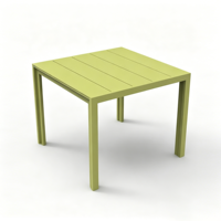 Table carrée de jardin en aluminium sur mesure avec trou pour parasol, adaptée à divers restaurants en plein air, cafés, patios, taverne