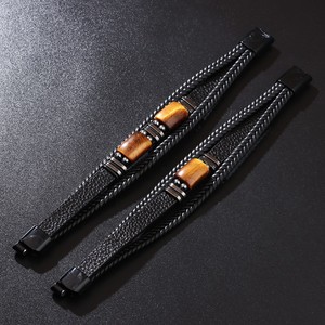 Pulsera de Piedra Ojo de Tigre 2024 Lista para Enviar, Superventas, Pulsera de <span class=keywords><strong>Cuero</strong></span> Multicapa con Hebilla Magnética para Hombre y <span class=keywords><strong>Mujer</strong></span>, Joyería Masculina - Product Image 3