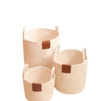 Panier à linge en corde de coton tressée, esthétique, lavable, pour le rangement des vêtements à usage domestique