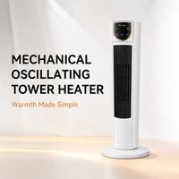 Radiateur tour oscillant mécanique sur pied avec minuterie 12 heures, télécommande et chauffage réglable pour les utilisateurs en chambre