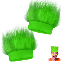 Lot de 2 Bandeaux de Costume en Polyester Vert Effet Poilu, Accessoires de Cheveux Amusants et Moelleux pour Perruque de Troll, Unisexe Adulte, pour Fêtes Sportives