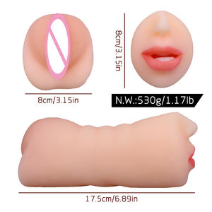 3 in 1 Pocket Pussy Männliche Mastur batoren Double-Ended Sex Doll mit realistischem strukturiertem Mund Vagina und Tight Anus Stroker - Product Image 3