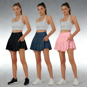 Oferta en Temu: Paquete de 4 faldas deportivas de cintura alta para mujer, faldas fluidas con bolsillos para gimnasio, yoga, deportes, uso diario informal - Product Image 6