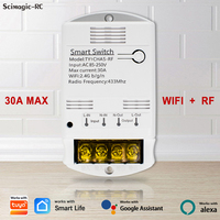 Module relais WiFi SMG-E0704 1 canal, interrupteur télécommandé RF, max 30A 4KW, récepteur pour porte de garage AC85-250V, domotique intelligente