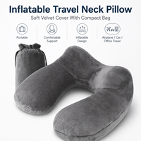 Oreiller de voyage gonflable avec housse en velours doux et sac compact pour adultes, idéal pour dormir en avion, en voiture, au bureau, accessoires de voyage
