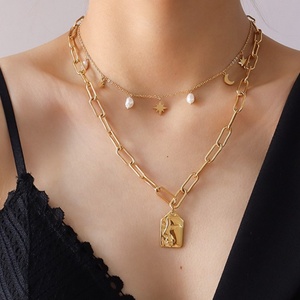 Colgante de perlas de agua dulce de acero inoxidable para mujer, colgante de lunas y estrellas, regalo para madre - Product Image 5