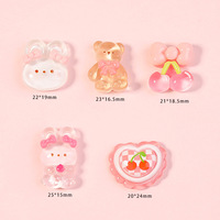 Accessoires en résine transparents à thème animalier mignon (ours et mouton) et cerises, autocollants 3D DIY pour coques de téléphone et aimants de réfrigérateur