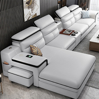 Canapé d'angle modulaire en cuir véritable de haute qualité au design moderne, inclinable, en forme de L, pour salon de luxe