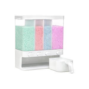 Boîte de rangement murale transparente en plastique PP pour cuisine, distributeur de céréales, seau à riz pour aliments secs et céréales entières, bac de stockage de riz - Product Image 1