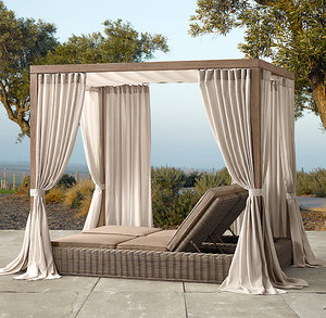 Green All Weather <strong>Outdoor</strong> Wicker Rattan <strong>Daybed</strong> <strong>with</strong> <strong>Canopy</strong> - Product Image 4