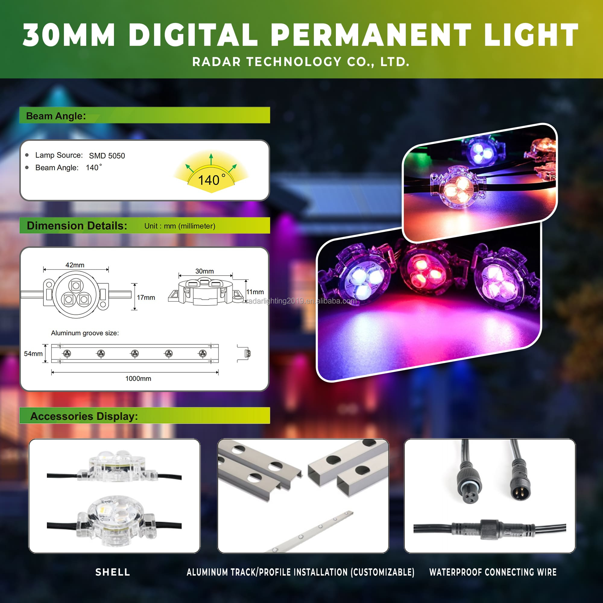 Outdoor RGB Lights with Smart App Remote Control | IP67 Waterproof | Radar Technology Co., Ltd.