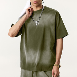 เสื้อยืดแขนสั้นผู้ชาย สีพื้น ผ้าฝ้ายถัก 100% น้ำหนักเบา ระบายอากาศได้ดี 220 กรัม ทรงปกติ ใส่ได้ทุกวัน ชุดลำลองฤดูร้อน - Product Image 1