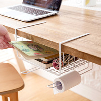 Étagère à tiroir en maille pour rangement sous le bureau Panier à plateau en métal auto-adhésif sans perçage Panier coulissant pour câble