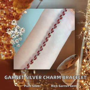 High Quality Wholesale Children's Classic Fashion 925 Sterling Silver Natural <b>Garnet</b> Jesus Charms <b>Bracelet</b> for Party Gift - Product Image 2