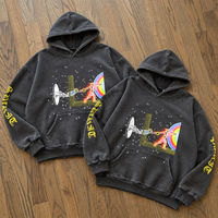 Sweat à capuche unisexe oversize lavé, 100 % coton épais, personnalisable avec logo et couleur