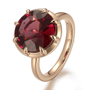 Anillo de rubí cultivado en laboratorio personalizado Provence, rubí cultivado en laboratorio de forma redonda de 10,5mm con oro sólido de 10K, el mejor regalo para novia de boda - Product Image 1