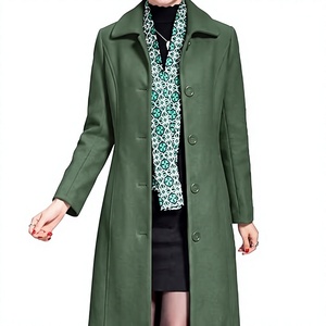 Manteau long en laine mélangée pour femme, double boutonnage, revers, coupe longue, manteau d'hiver, sur mesure OEM - Product Image 1