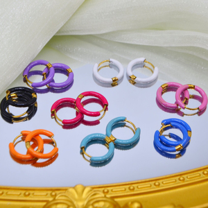 Châu Âu và Mỹ phổ biến thép không gỉ Bông tai men đầy màu sắc mạ vàng bông tai trang sức cho phụ nữ - Product Image 1