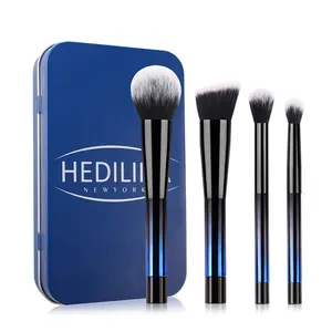 Exclusive Discount on 4pcs Set of Makeup Brushes for Face Includes Convenient Case