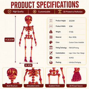 Figurine articulée de squelette d'Halloween imprimée en 3D sur mesure, jouet flexible avec tolérance de précision de 0,2 mm, service OEM pris en charge - Product Image 3