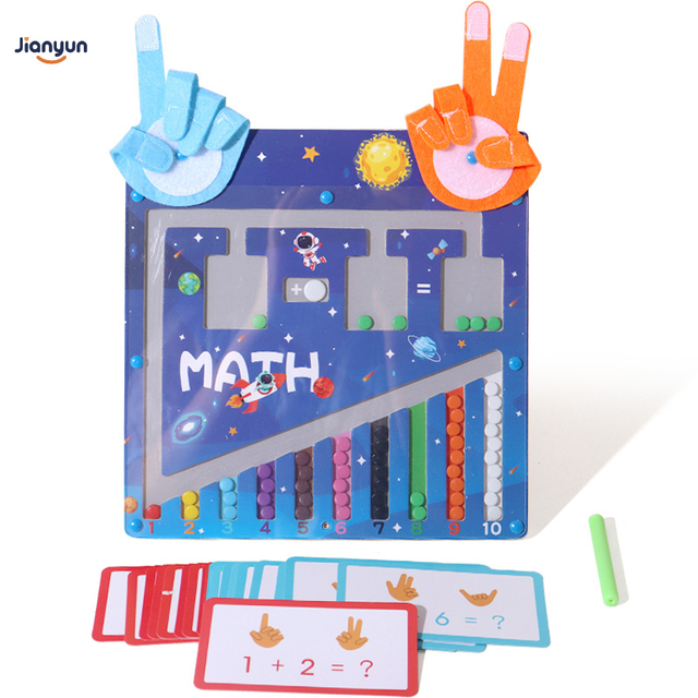 Montessori Math Board Bead Maze Game Number Finger Calculation Toy for Kids Counting Addition Subtraction Drawing