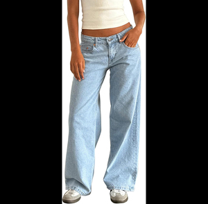 <span class=keywords><strong>Jeans</strong></span> dritti senza elastico stile retrò americano a <span class=keywords><strong>vita</strong></span> <span class=keywords><strong>bassa</strong></span> da donna nuovi <span class=keywords><strong>Jeans</strong></span> a gamba larga da donna - Product Image 4