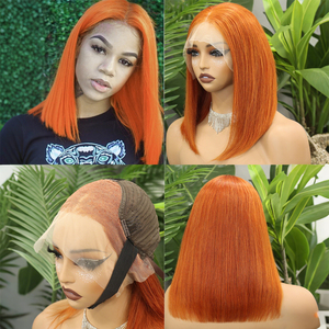 FH #350 Colored Straight Human Hair <b>Bob</b> <b>Wigs</b> 13x4 Transparent Lace Frontal Vietnamese Hair Short <b>Wig</b> - Product Image 6
