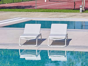 Mobilier de plage de haute qualité cadre en aluminium fronde chaise longue empilable extérieure chaise longue - Product Image 6