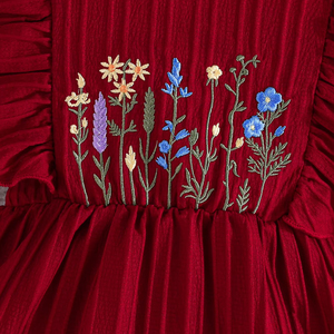Vestido de Verano para Niñas de 6 Meses a 3 Años, con Flores Bordadas, Mangas Cortas con Volantes, Antiestático, para Fiestas - Product Image 5