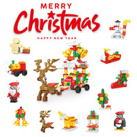 Nouvelle arrivée boîte de cadeaux de noël boîte aveugle de bricolage pour enfants ensemble de blocs de construction pour enfants nouveau père noël bricolage bloc jouets ensemble de briques de construction