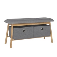Étagère de rangement design pour couloir et salon, banc à chaussures en bambou avec coussin d'assise moelleux