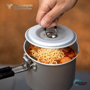 Aluminum Mini Milk <b>Pan</b> 1L <b>With</b> <b>Lid</b> And Foldable Handle For Camping Cooking - Product Image 4