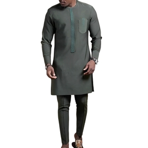 Costume <span class=keywords><strong>homme</strong></span> 2 pièces M-4XL, style kaftan, nouvelle collection automne-hiver, manches longues, style africain, vêtements traditionnels - Product Image 1