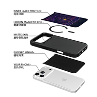 Coque de téléphone AG Feeling Black Edge avec motif de baleine dorée pour iPhone 17, 17 Pro Max, 16 Pro, 15 – Coque magnétique