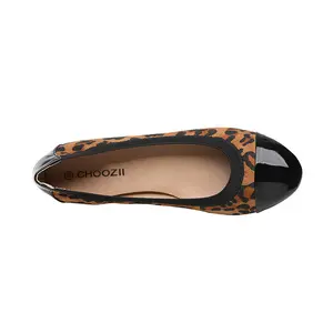 Choozii sapatos baixos infantis, novidade de atacado, escorregadio para meninas, moda de leopardo, sapatos baixos