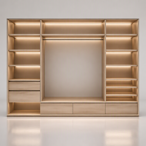 Armoire <span class=keywords><strong>de</strong></span> chambre à coucher moderne en bois avec tiroirs et miroir, armoire <span class=keywords><strong>de</strong></span> rangement à 4 portes, meubles <span class=keywords><strong>de</strong></span> chambre à coucher pour la maison et l'hôtel - Product Image 2