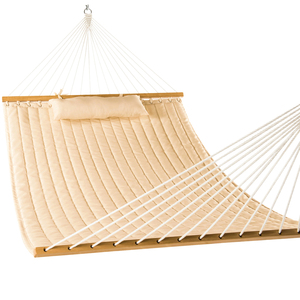 Danlong Hamacs balançoire <span class=keywords><strong>hamac</strong></span> en tissu matelassé double 55 "avec oreiller, lit <span class=keywords><strong>hamac</strong></span> <span class=keywords><strong>beige</strong></span> - Product Image 1