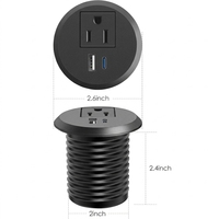 Prise de courant encastrée de bureau ronde avec USB-C PD 20W pour charge rapide, idéale pour salles de conférence